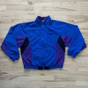 Vintage 90s Reebok Windbreaker Jacket Blue Purple Colourblock M